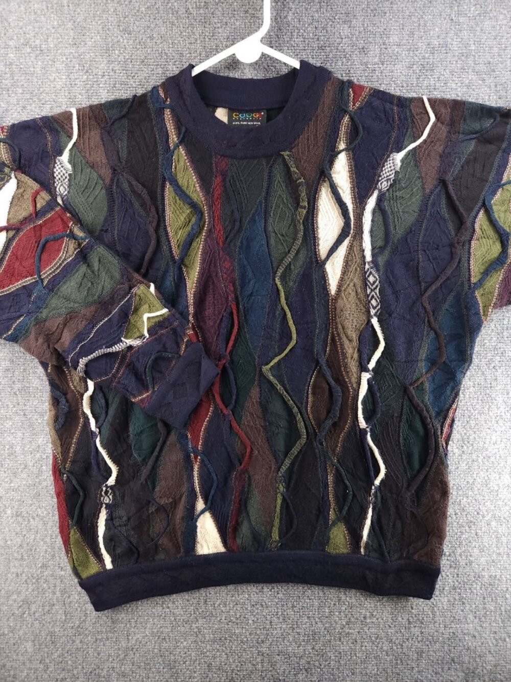 COOGI Australia Wool Sweater Medium Pullover Cable Knit Textured 3D Colorful